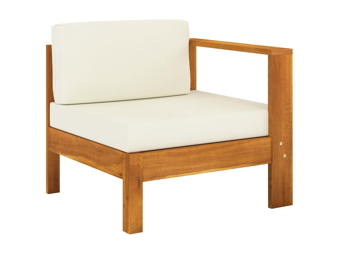 Conjunto 6 Muebles de jardĂn VIDAXL cojines blanco crema madera de acacia