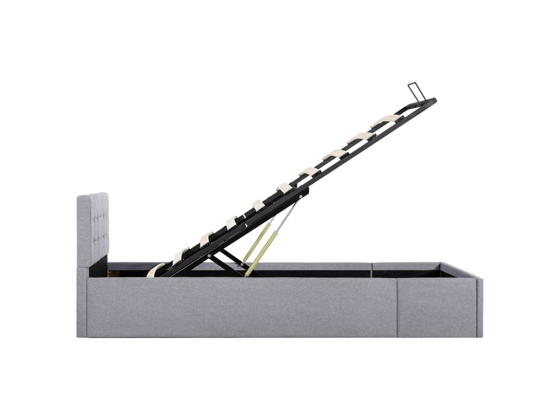 vidaXL Cama con almacenaje hidráulica 90x200 cm tela gris claro