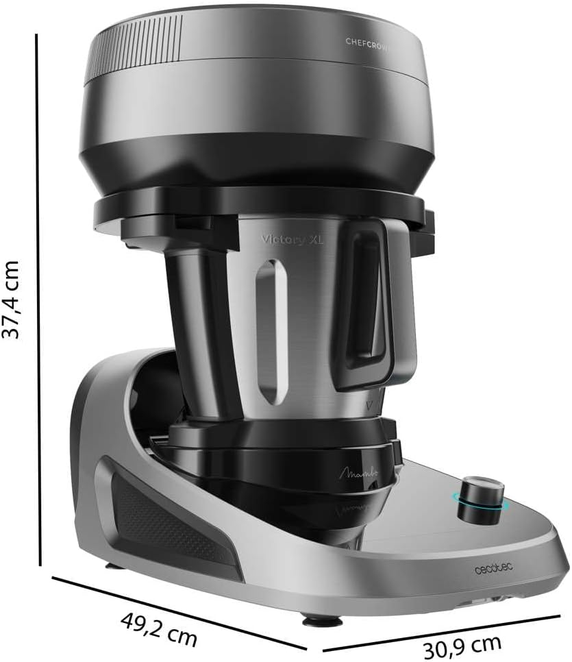 Robot de Cocina Multifunción Cecotec Mambo Touch. 1600 W, 37 Funciones, Pantalla Táctil TFT de 5" con Libro de Recetas Integrado, Capacidad de 3,3 Litros, Aplicación, Balanza y Jarra de Acero Inoxidable