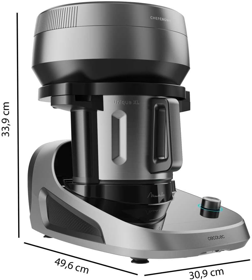 Cecotec Robot de Cocina Multifunción con Dosificador de Alimentos Mambo CooKing Unique. 2200 W, 45 Funciones, Recetas Guiadas, Recipiente Único de 5L, Accesorios: Vaporera o Paleta para Guisos