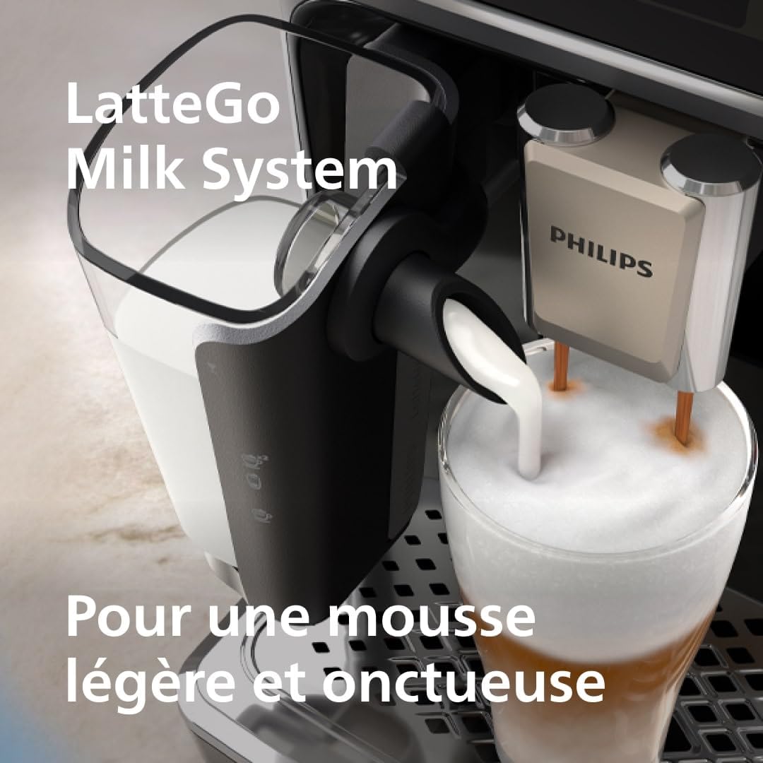 Philips Serie 5400 Cafetera Espresso - Café en Grano - Espumador de Leche LatteGo, 12 Especialidades de Café, Pantalla Intuitiva, 4 Perfiles de Usuario, Negro (EP5441/50)