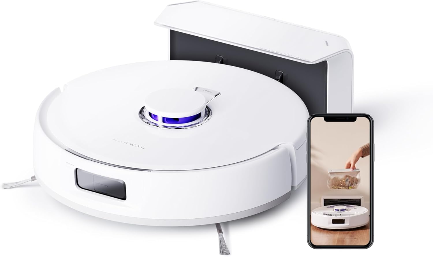 NARWAL Freo X Plus Robot Aspirador y Fregona, 7 Semanas de Almacenamiento de Polvo, Cero Enredos, Succión de 7800Pa, Lavado, Evitación de Obstáculos con Triple Láser, Navegación LiDARl