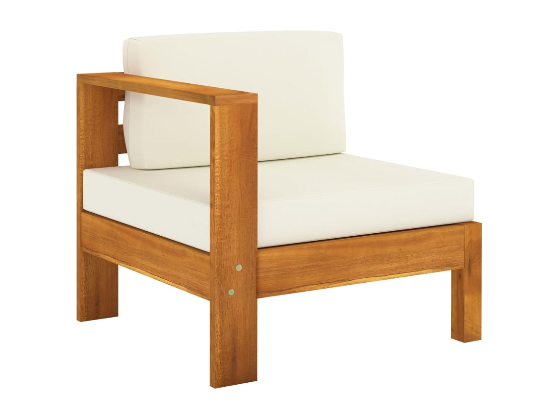 Conjunto 6 Muebles de jardĂn VIDAXL cojines blanco crema madera de acacia