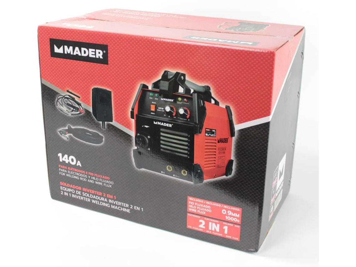 Soldadora Inverter, 3 en 1 - MMA y MIG/MAG, 140A - MADER