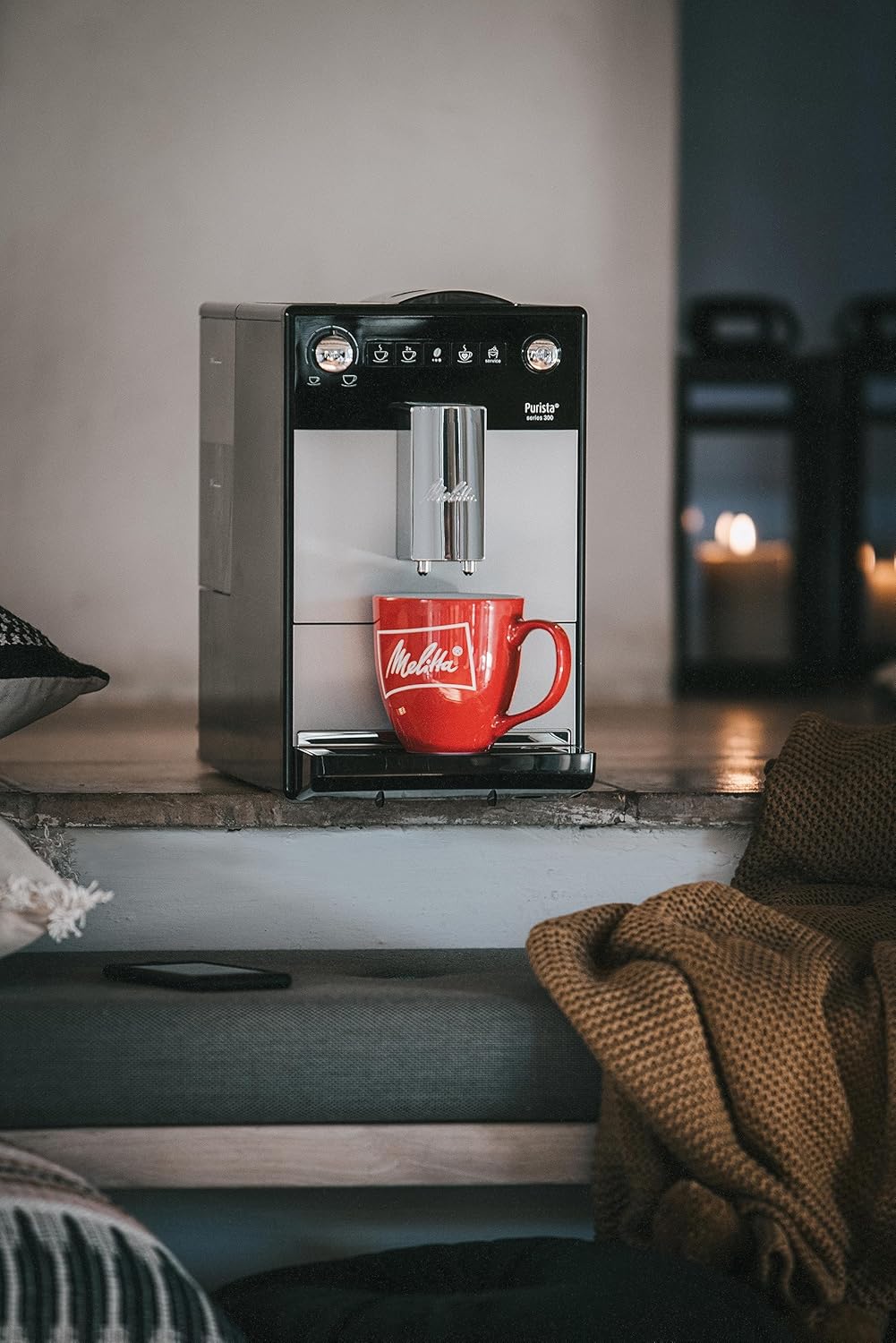 Melitta Purista Plateado, Máquina de Café en Grano con Molinillo y Sistema de Extracción de Aromas, Silenciosa, Modo 1 a 2 Tazas, Cafetera Espresso 1L, Automática, F230-101.