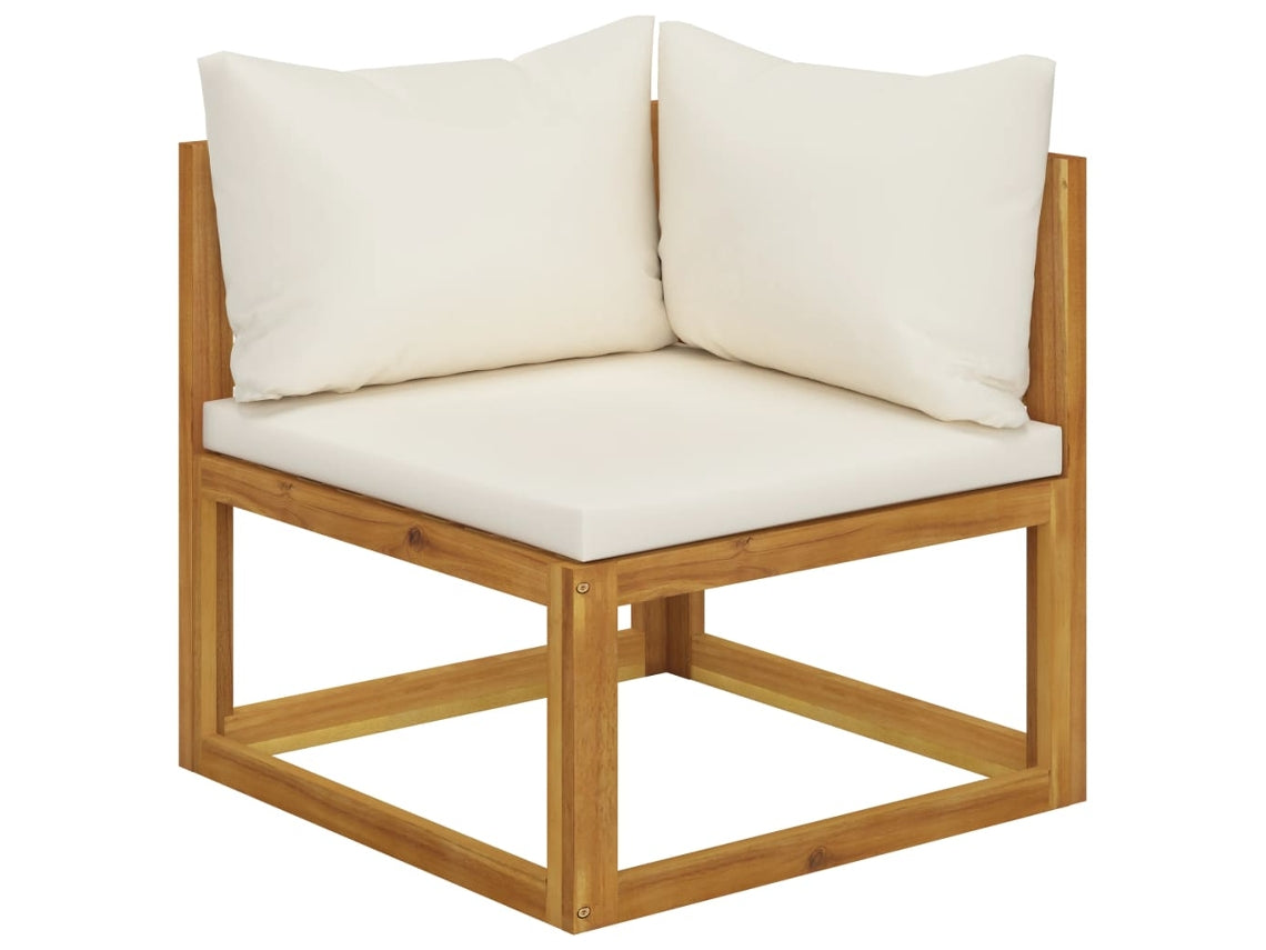 Conjunto 5 Muebles de jardín VIDAXL cojines crema madera maciza de acacia