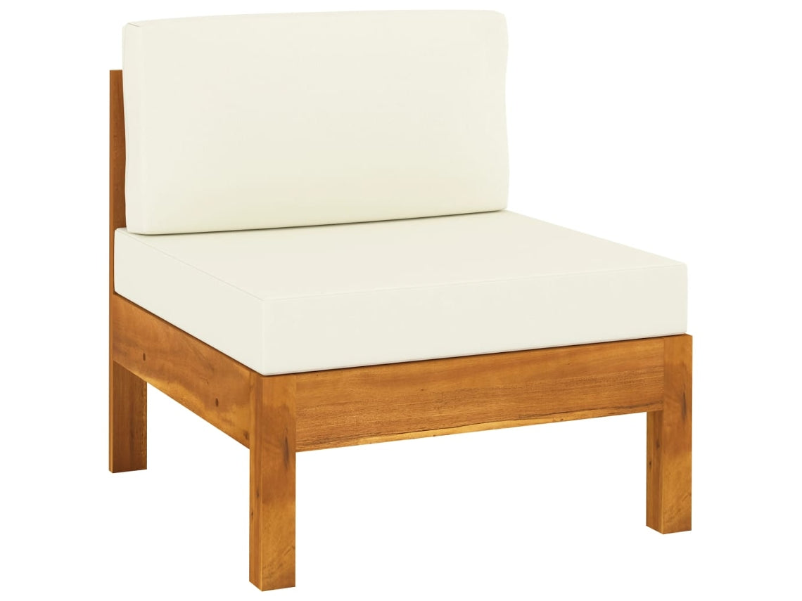 Conjunto 6 Muebles de jardĂn VIDAXL cojines blanco crema madera de acacia