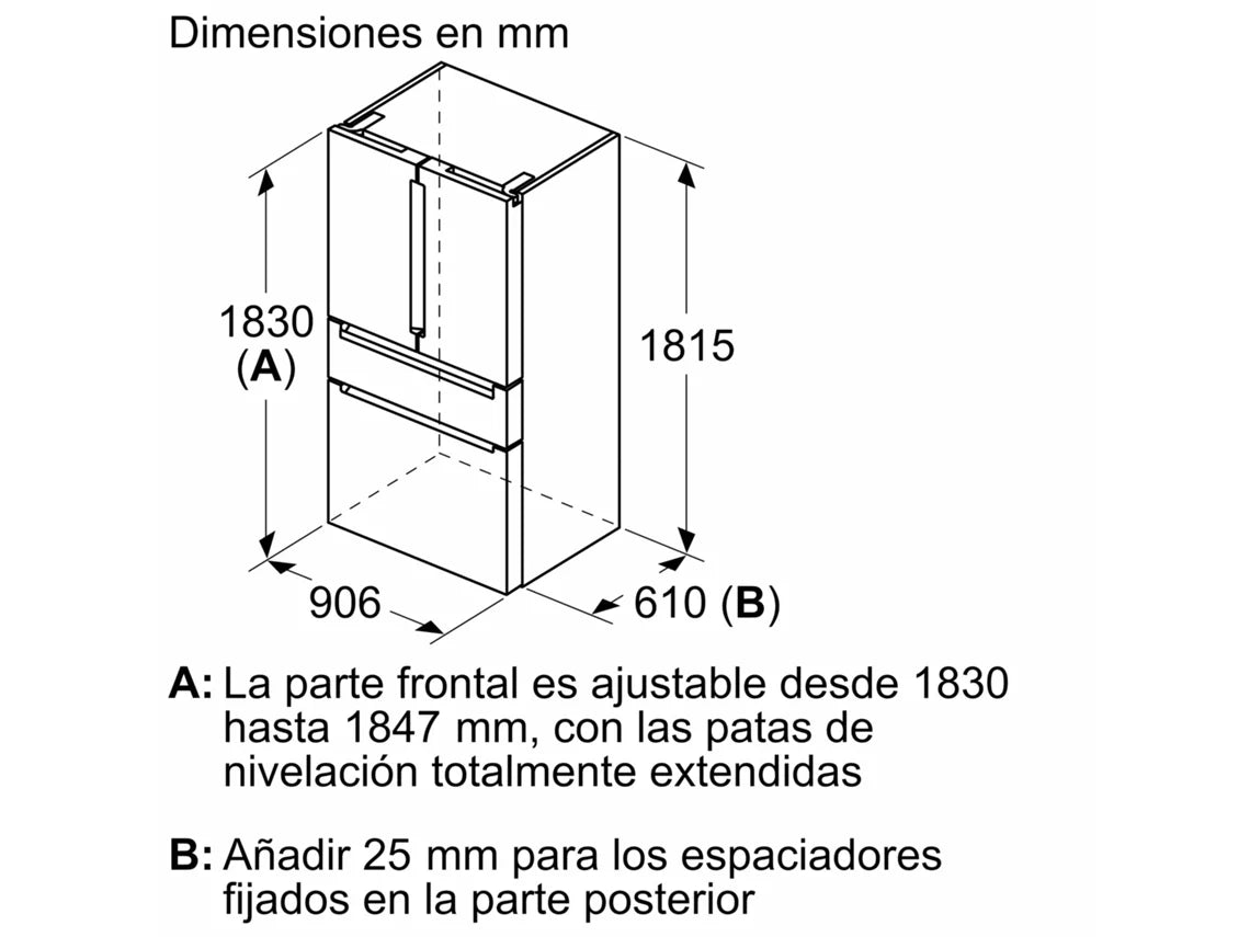 Frigorífico Americano SIEMENS KF96RSBEA (No Frost - 183 cm - 572 L - Negro)
