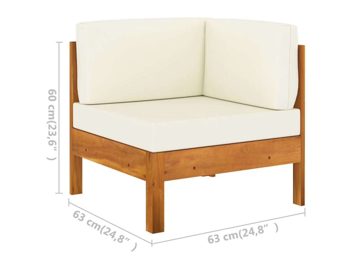 Conjunto 6 Muebles de jardín VIDAXL cojines blanco crema madera de acacia