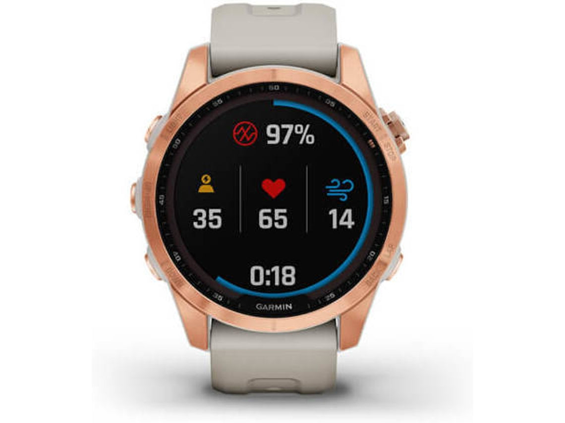Reloj Deportivo GARMIN Fenix 7S Solar (Bluetooth - Hasta 14 días de autonomia con Energia Solar - Gris y Rosa)
