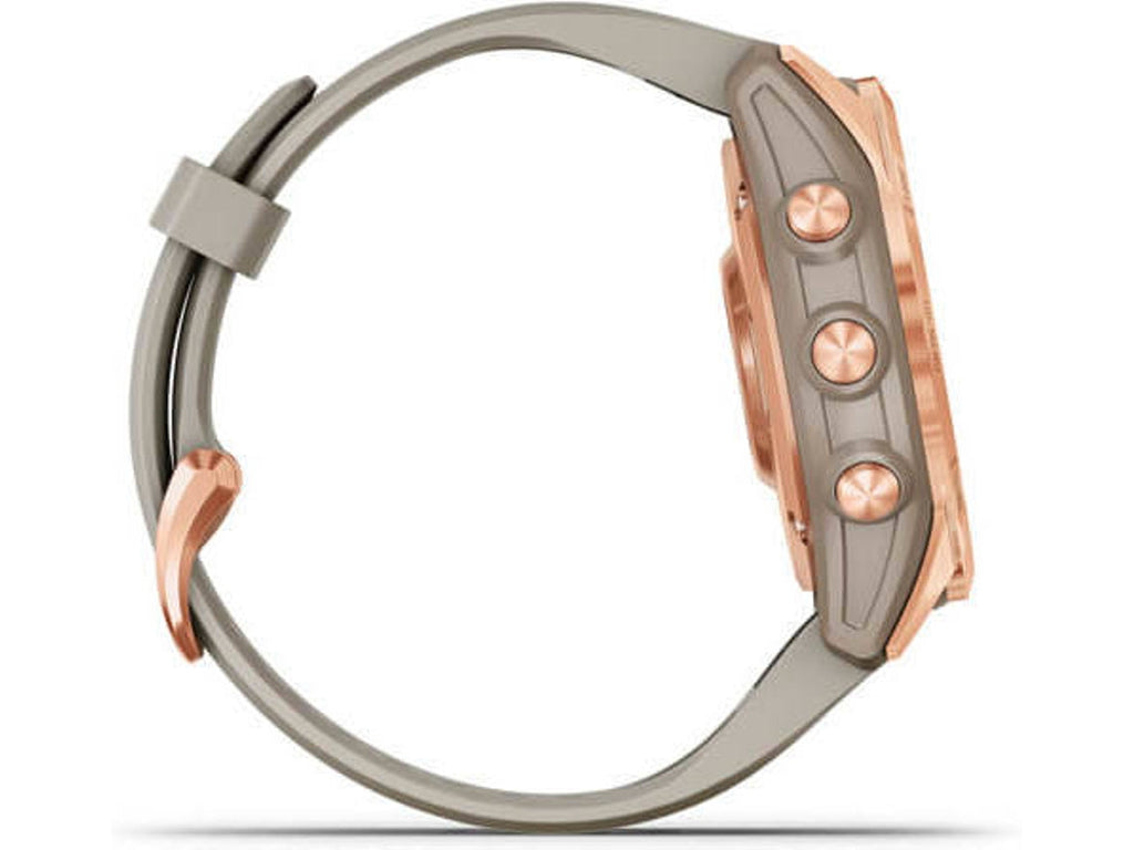 Reloj Deportivo GARMIN Fenix 7S Solar (Bluetooth - Hasta 14 días de autonomia con Energia Solar - Gris y Rosa)