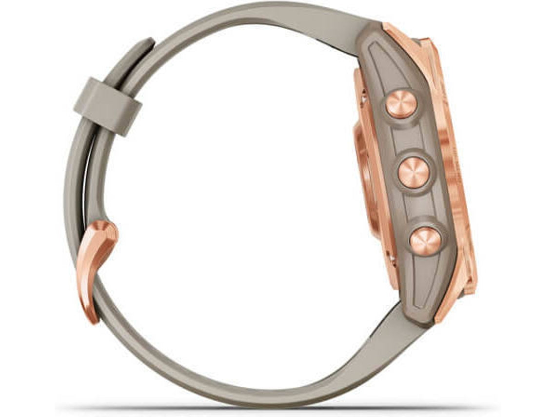 Reloj Deportivo GARMIN Fenix 7S Solar (Bluetooth - Hasta 14 días de autonomia con Energia Solar - Gris y Rosa)