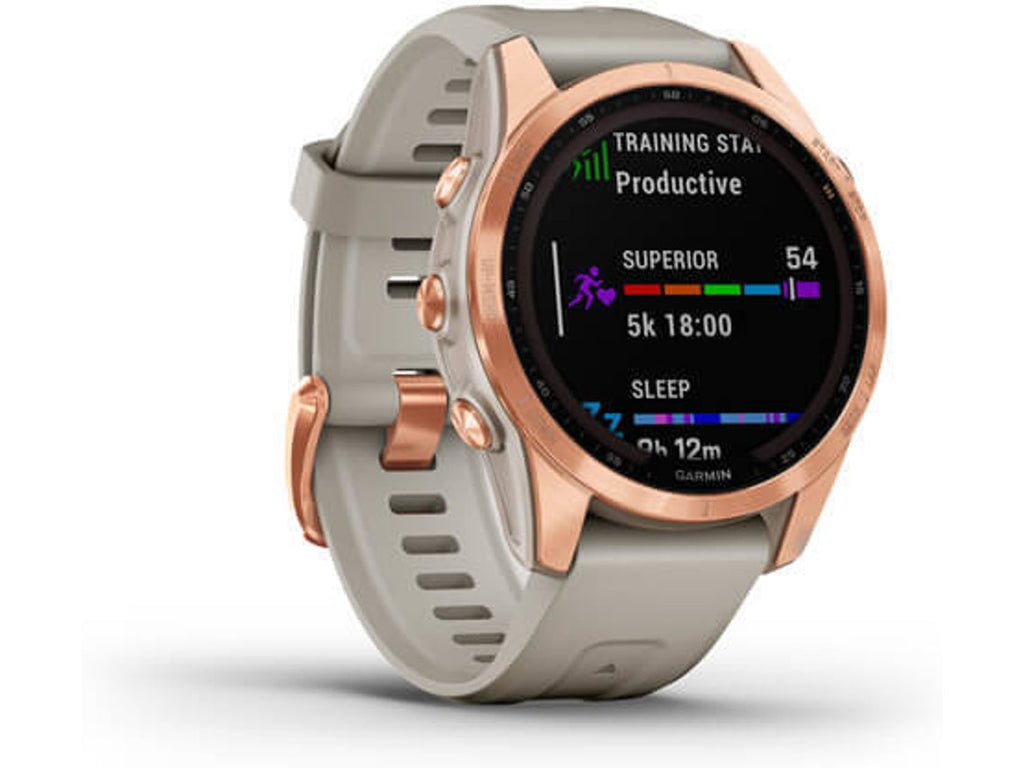Reloj Deportivo GARMIN Fenix 7S Solar (Bluetooth - Hasta 14 días de autonomia con Energia Solar - Gris y Rosa)