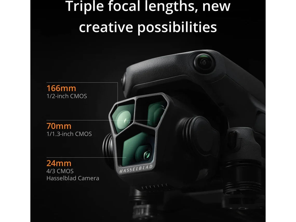 Drone DJI Mavic 3 Pro con DJI RC (5.1K - Autonomía: Hasta 43 minutos - Negro)