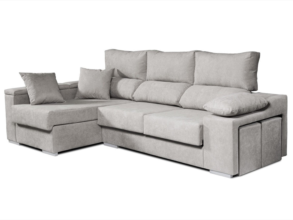 Chaiselongue Rubí de Tela Izquierda Color Gris 3 plazas 265x145x102