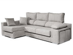 Chaiselongue Rubí de Tela Izquierda Color Gris 3 plazas 265x145x102