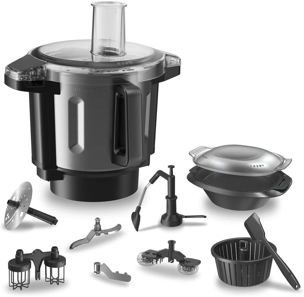 Cecotec Robot de Cocina Multifunción con Dosificador de Alimentos Mambo CooKing Unique. 2200 W, 45 Funciones, Recetas Guiadas, Recipiente Único de 5L, Accesorios: Vaporera o Paleta para Guisos