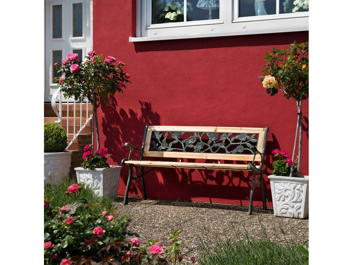 Banco de Jardín TECTAKE Marina (Marrón - Madera - 124x52x74 cm)