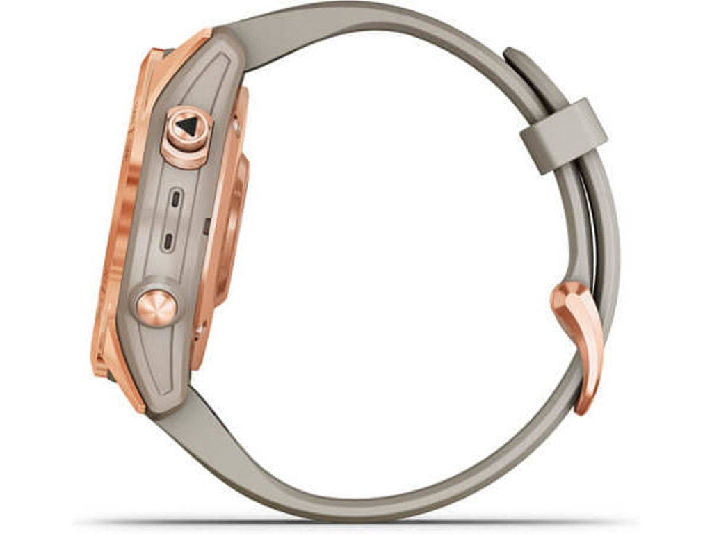 Reloj Deportivo GARMIN Fenix 7S Solar (Bluetooth - Hasta 14 días de autonomia con Energia Solar - Gris y Rosa)