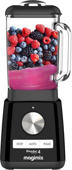 Magimix Blender Power Batidora Profesional 4 - Licuadora Eléctrica, Picadora, Batidora para Smoothies, Robot Picador Multifuncional - Vaso de vidrio - Negro