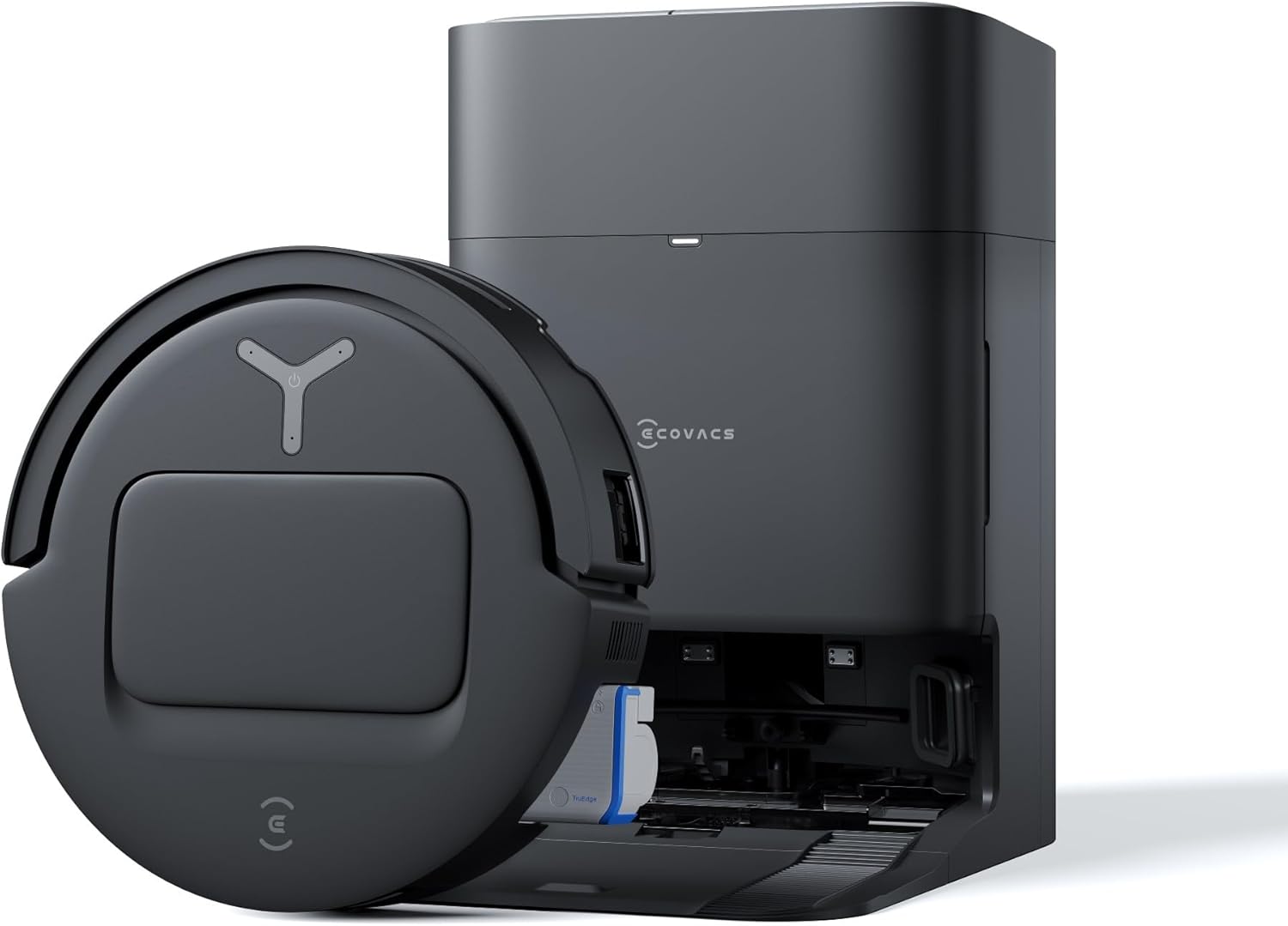ECOVACS DEEBOT T80 Omni Robot Aspirador Fregador, 18 000 Pa, Limpieza Automática Instantánea OZMO Roller, ZeroTangle 3.0, Lavado con Agua Caliente 40-75 ℃, Secado con Aire Caliente, Negro