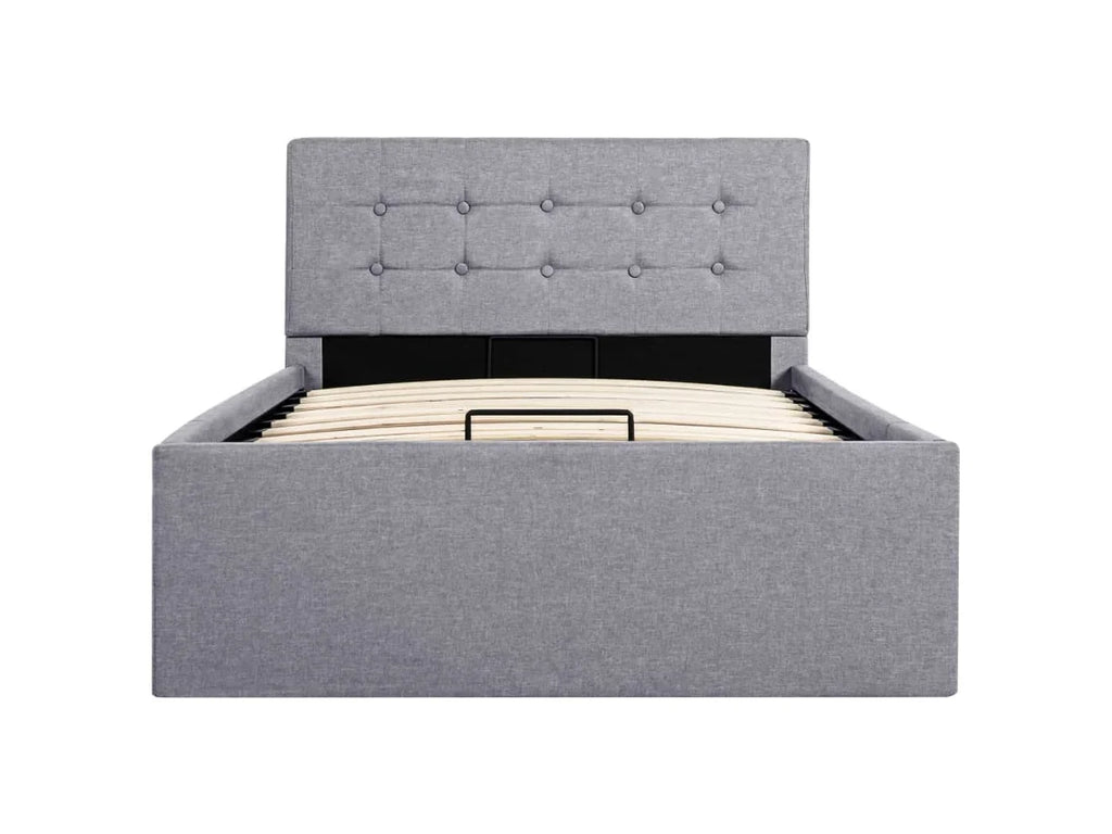 vidaXL Cama con almacenaje hidráulica 90x200 cm tela gris claro