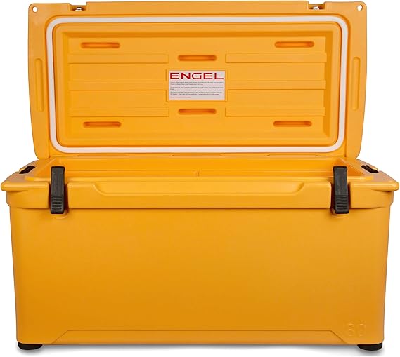 Nevera Engel Coolers ENG80 | Nevera rotomoldeada de alto rendimiento y durabilidad, sin costuras, con capacidad para 75 latas, ideal para camping, caza y pesca – Color Iced Mango