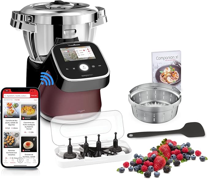 Moulinex, I-Companion Touch Pro, Robot de cocina, 18 funciones, Conectado, Balanza integrada, Capacidad XL para 10 personas, Negro, Fabricado en Francia, HF93E610