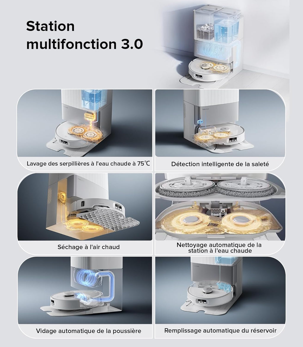 ECOVACS DEEBOT T80 Omni Robot Aspirador Fregador, 18 000 Pa, Limpieza Automática Instantánea OZMO Roller, ZeroTangle 3.0, Lavado con Agua Caliente 40-75 ℃, Secado con Aire Caliente, Negro