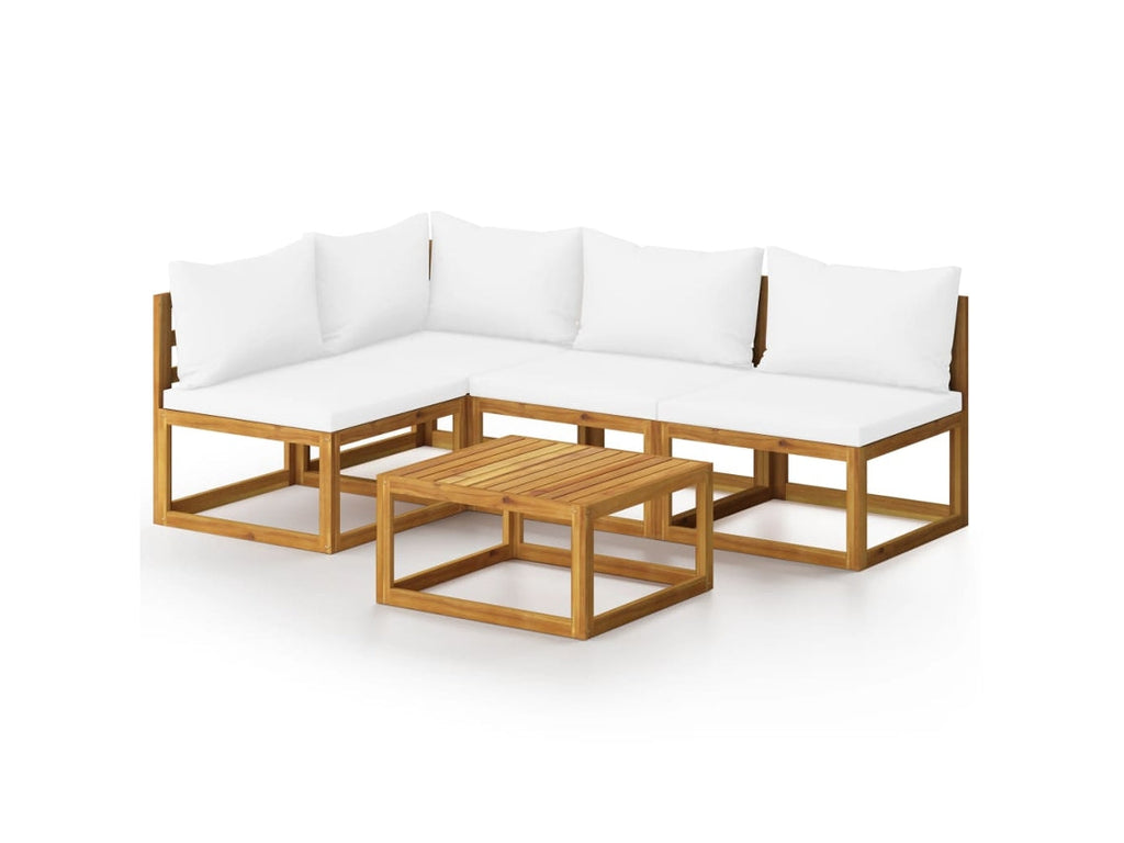 Conjunto 5 Muebles de jardín VIDAXL cojines crema madera maciza de acacia
