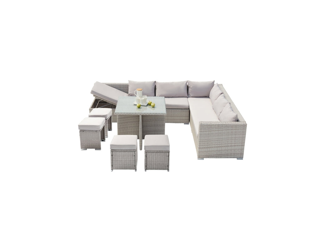 Conjunto de muebles de jardín de resina gris de 10 plazas SAMOA 220x63 cm CONCEPT U