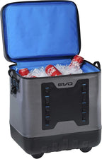 Nevera con ruedas Evolution Outdoor, aislada y a prueba de fugas, EVO Premium, con tapa moldeada en ABS, 8 presillas para accesorios y asa retráctil de 4 niveles