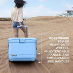 Nevera rígida Coleman Pro de 55 pintas, ultraligera y de alta gama, con aislamiento extra grueso para conservar el hielo hasta 5 días, capacidad para 92 latas, ruedas robustas.