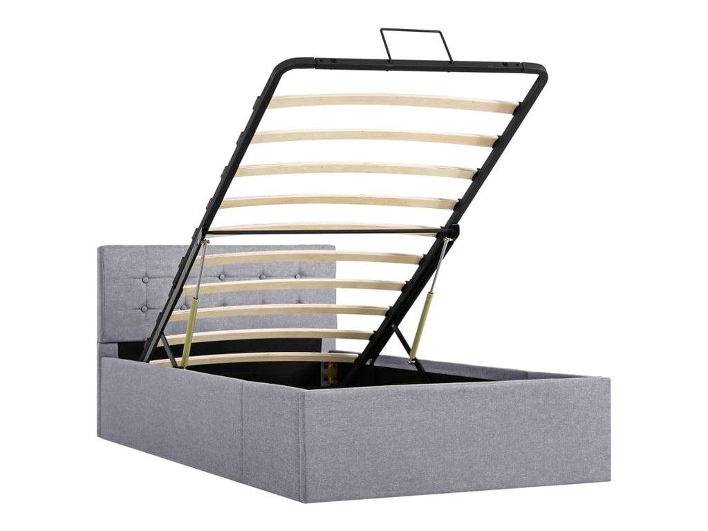 vidaXL Cama con almacenaje hidráulica 90x200 cm tela gris claro