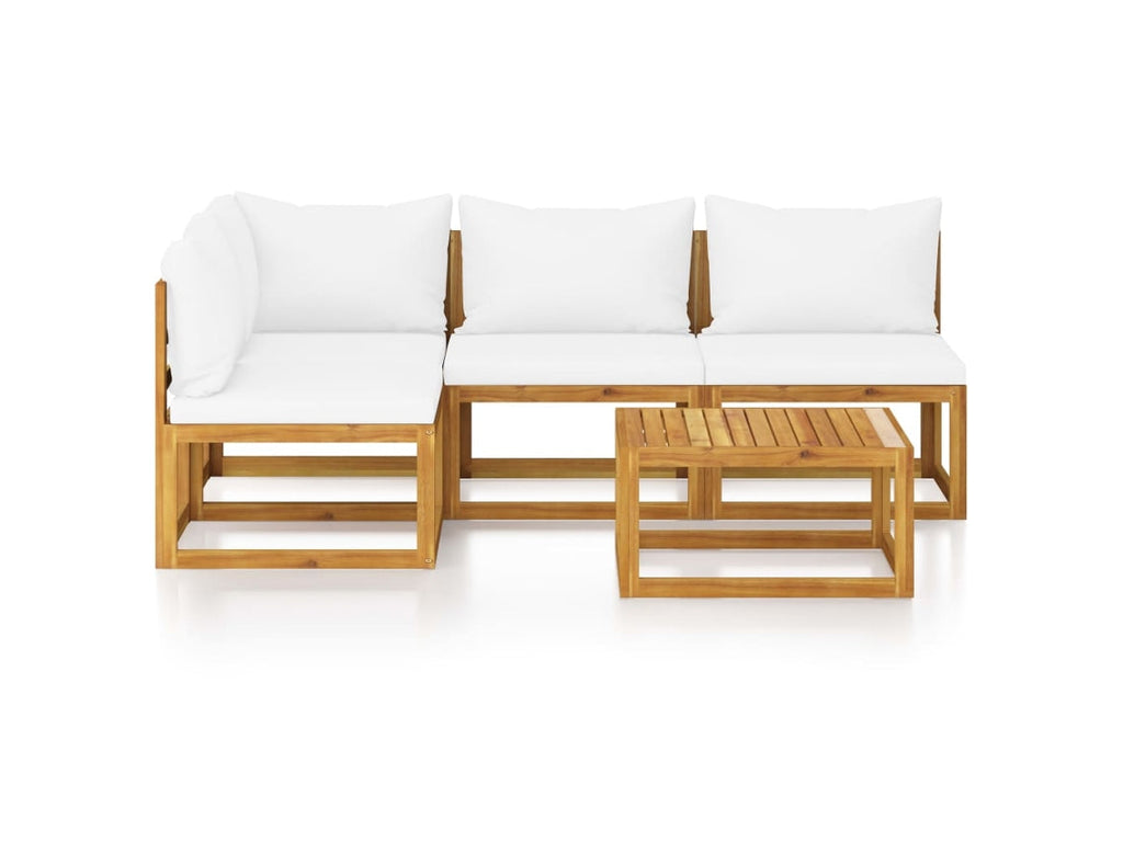 Conjunto 5 Muebles de jardín VIDAXL cojines crema madera maciza de acacia