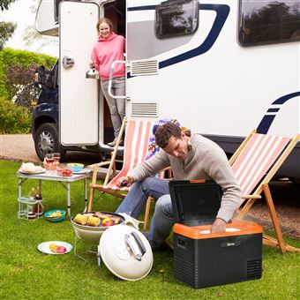 Outsunny Nevera eléctrica portátil de 40L, refrigerador congelador con asas – dim. 58,7L x 36,5A x 43,8H cm, color naranja y negro