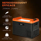 Outsunny Nevera eléctrica portátil de 40L, refrigerador congelador con asas – dim. 58,7L x 36,5A x 43,8H cm, color naranja y negro