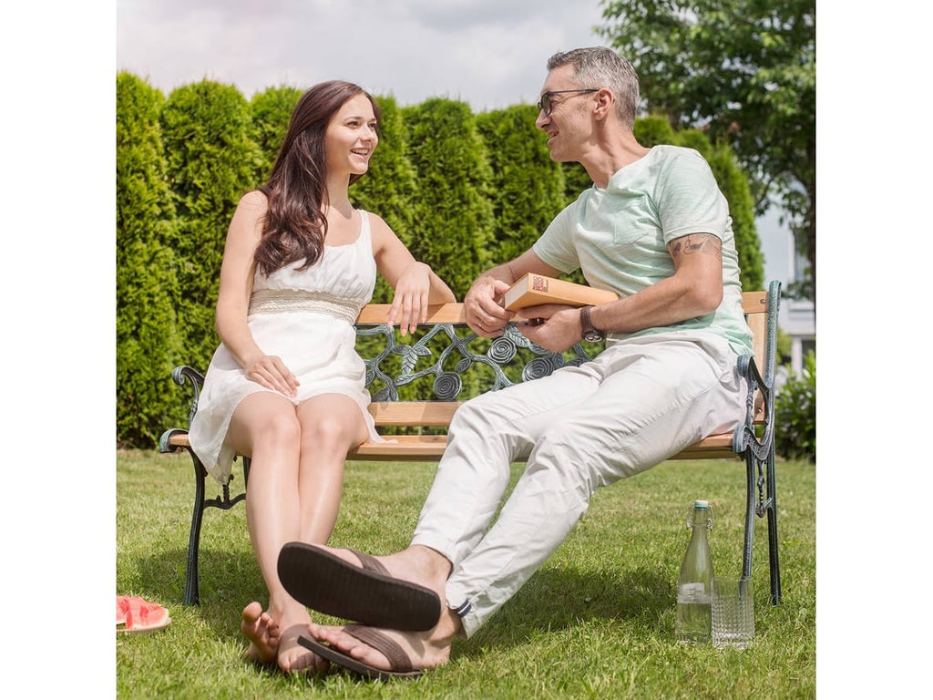 Banco de Jardín TECTAKE Marina (Marrón - Madera - 124x52x74 cm)