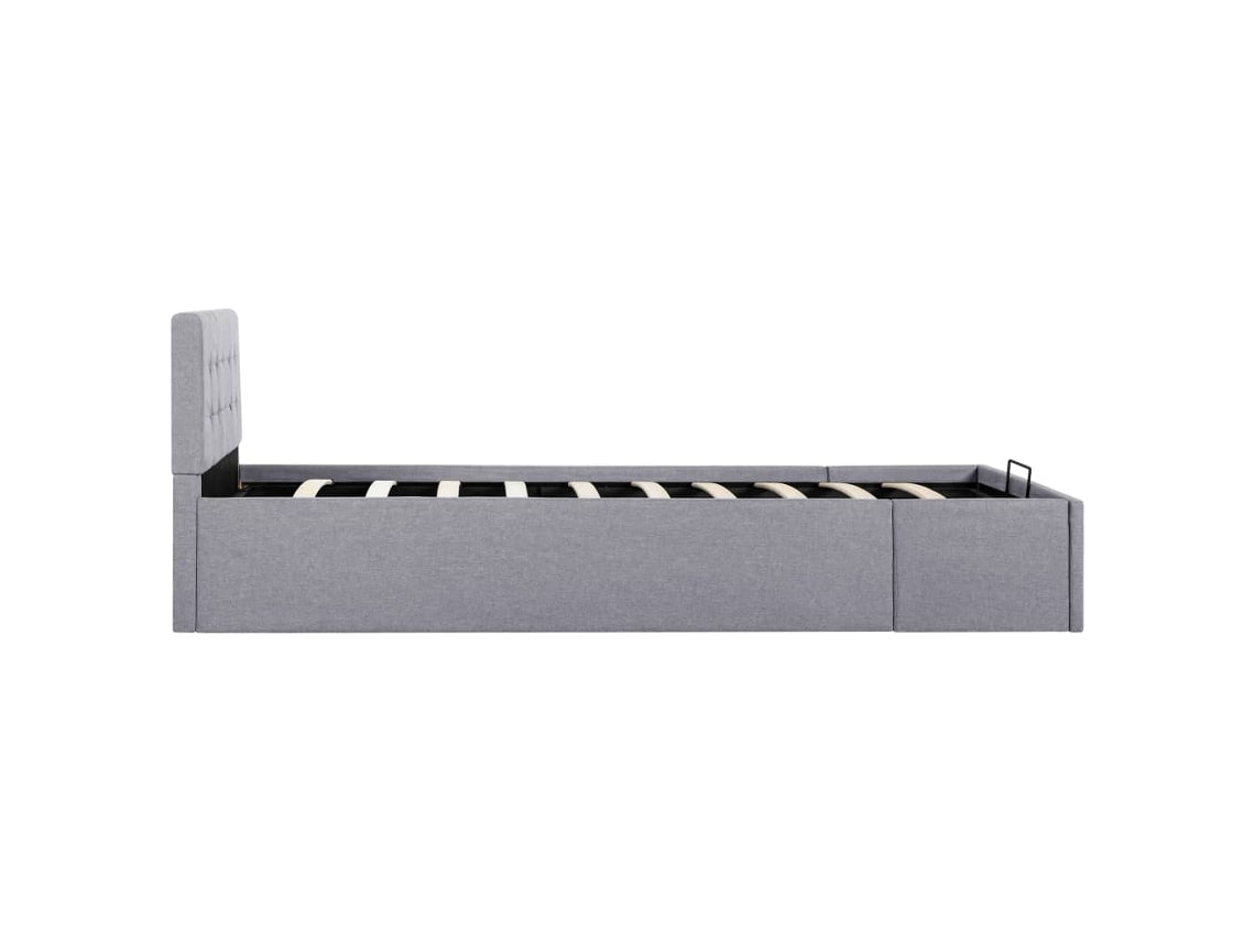 vidaXL Cama con almacenaje hidráulica 90x200 cm tela gris claro