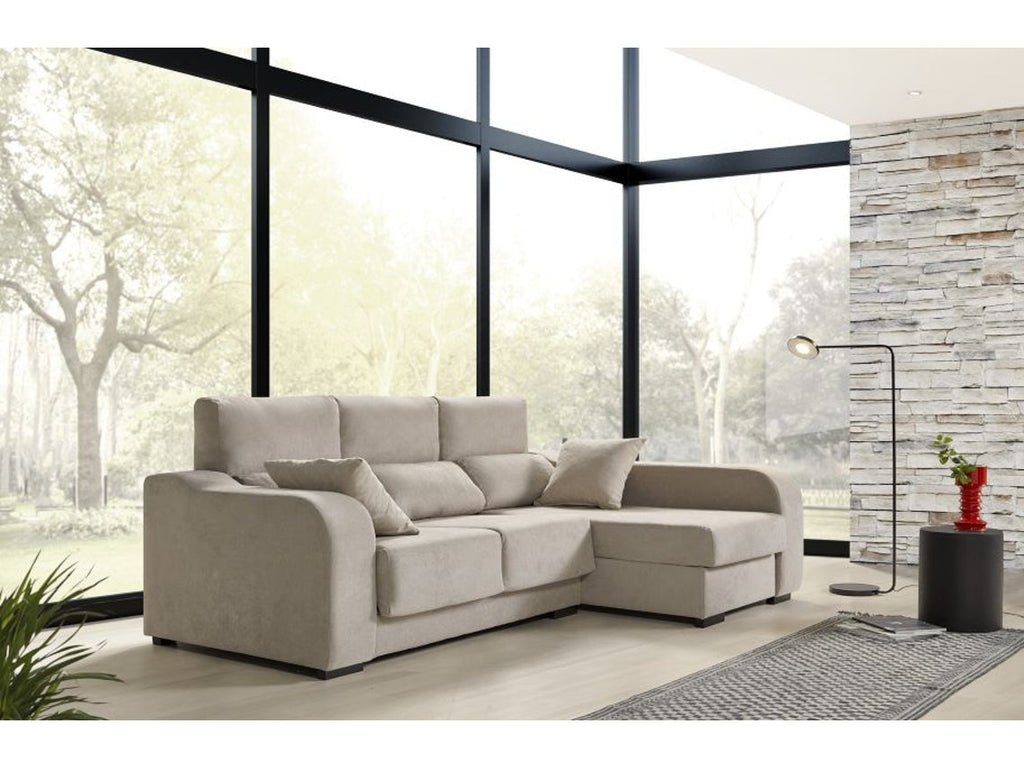Chaiselongue Zafiro 3 Plazas Tela Derecha Color Beige