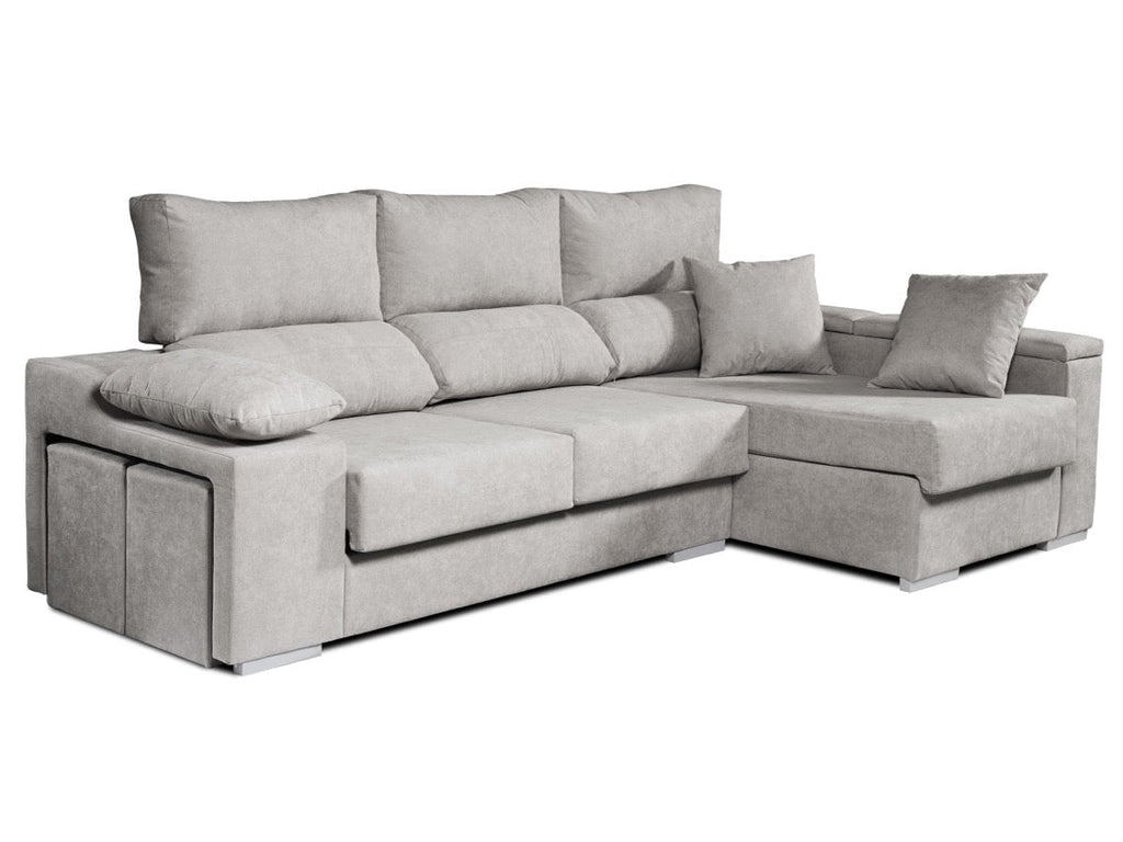 Chaiselongue Rubí de Tela Derecha Color Gris 3 plazas 265x145x102
