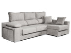 Chaiselongue Rubí de Tela Derecha Color Gris 3 plazas 265x145x102