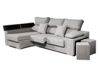 Chaiselongue Rubí de Tela Izquierda Color Gris 3 plazas 265x145x102