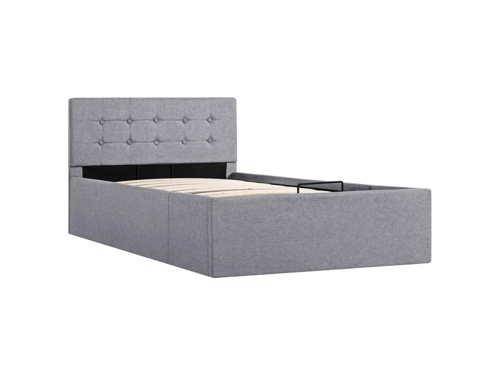 vidaXL Cama con almacenaje hidráulica 90x200 cm tela gris claro