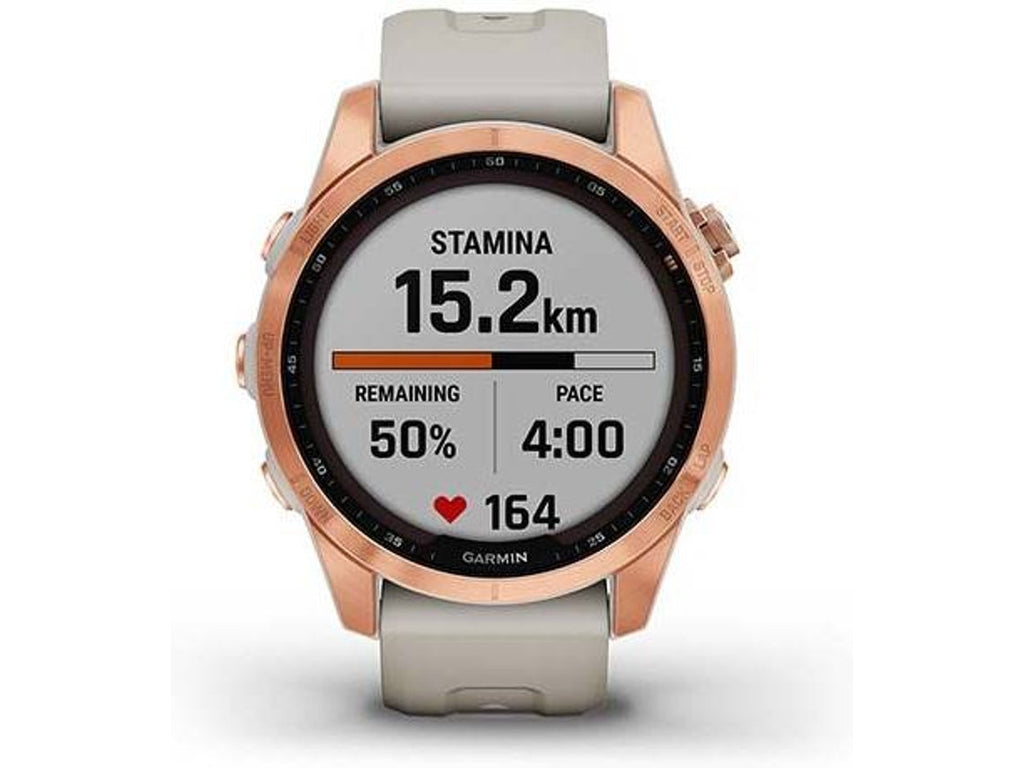 Reloj Deportivo GARMIN Fenix 7S Solar (Bluetooth - Hasta 14 días de autonomia con Energia Solar - Gris y Rosa)