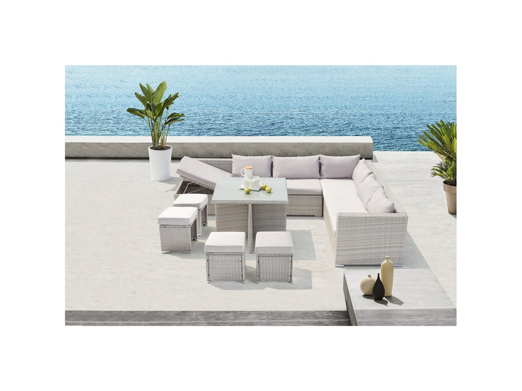 Conjunto de muebles de jardín de resina gris de 10 plazas SAMOA 220x63 cm CONCEPT U