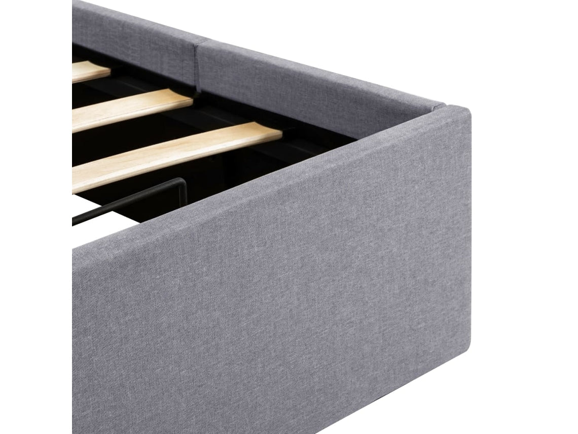 vidaXL Cama con almacenaje hidráulica 90x200 cm tela gris claro