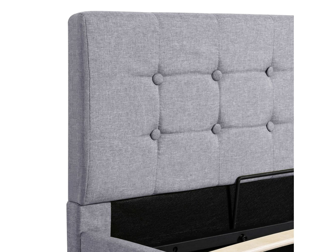 vidaXL Cama con almacenaje hidráulica 90x200 cm tela gris claro