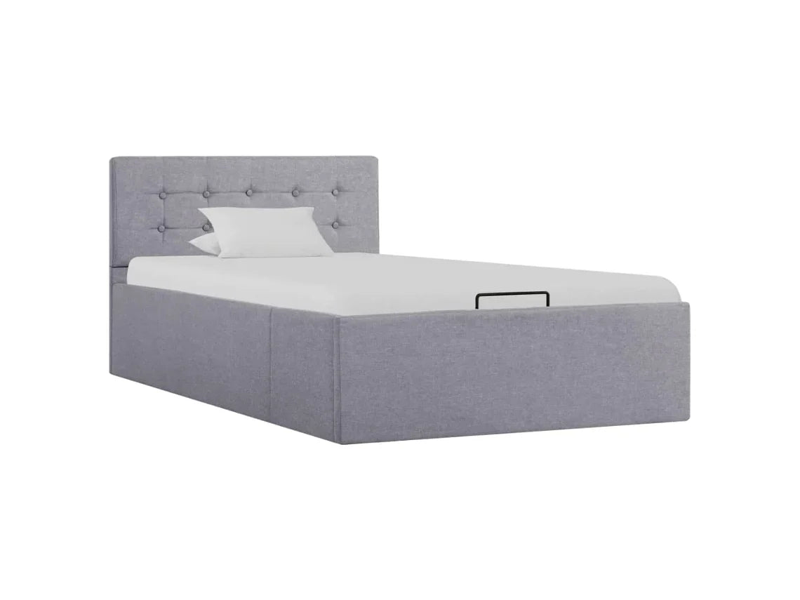 vidaXL Cama con almacenaje hidráulica 90x200 cm tela gris claro